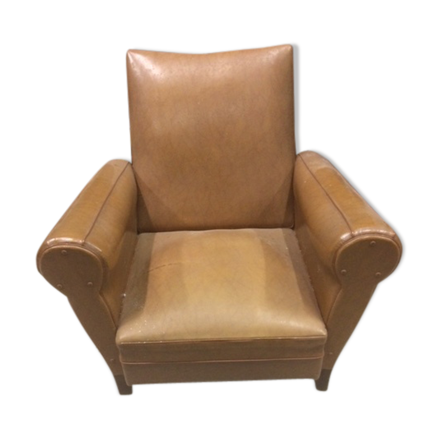 Fauteuil club skai marron