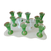 Lot de 11 flûtes à champagne  en verre givré et liseré doré – Années 60/70