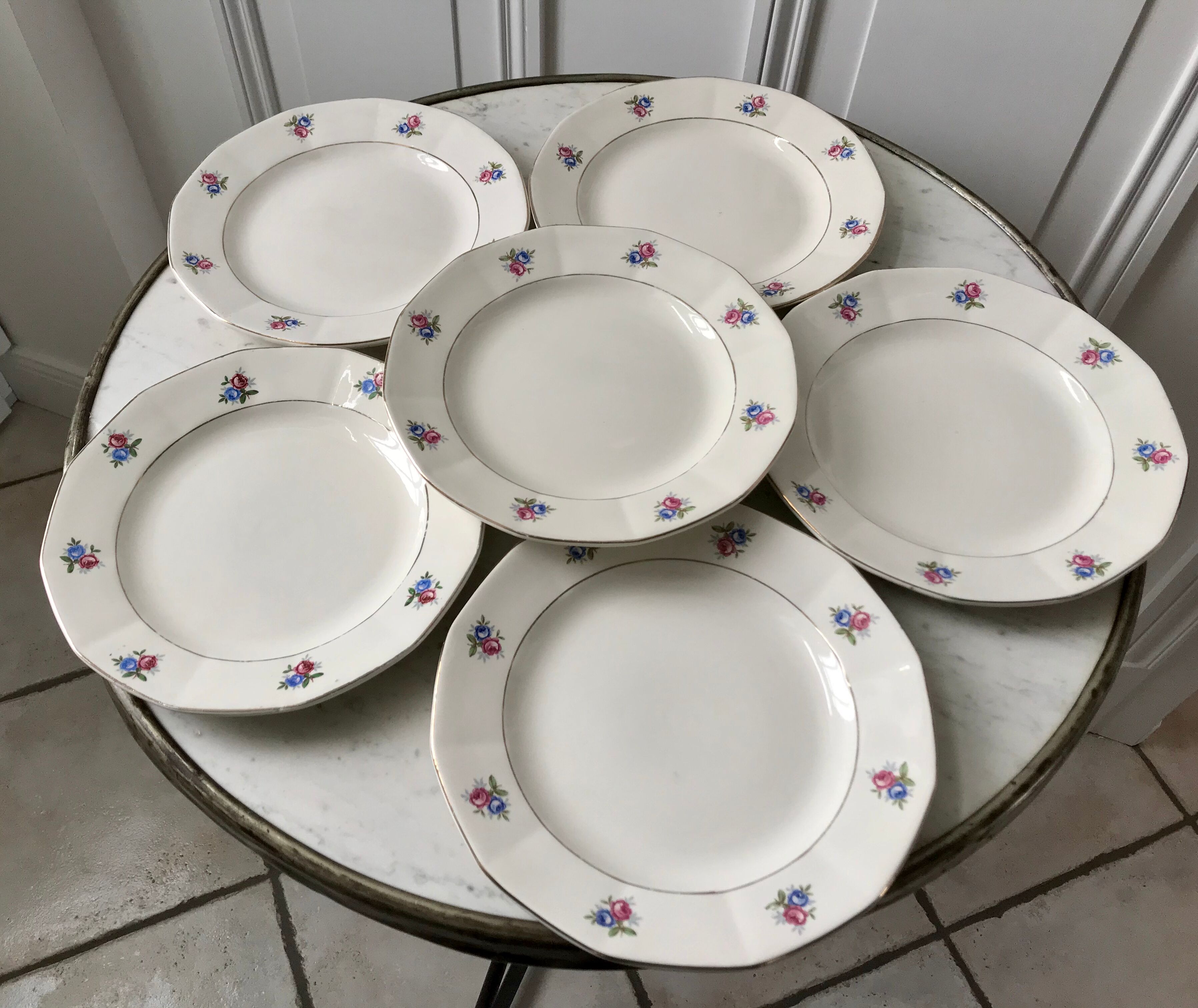 Set of 6 dessert plates Digoin Sarreguemines 50s