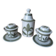 Longchamps faience - apothecary pot and 2 infusion cups from the 1970s