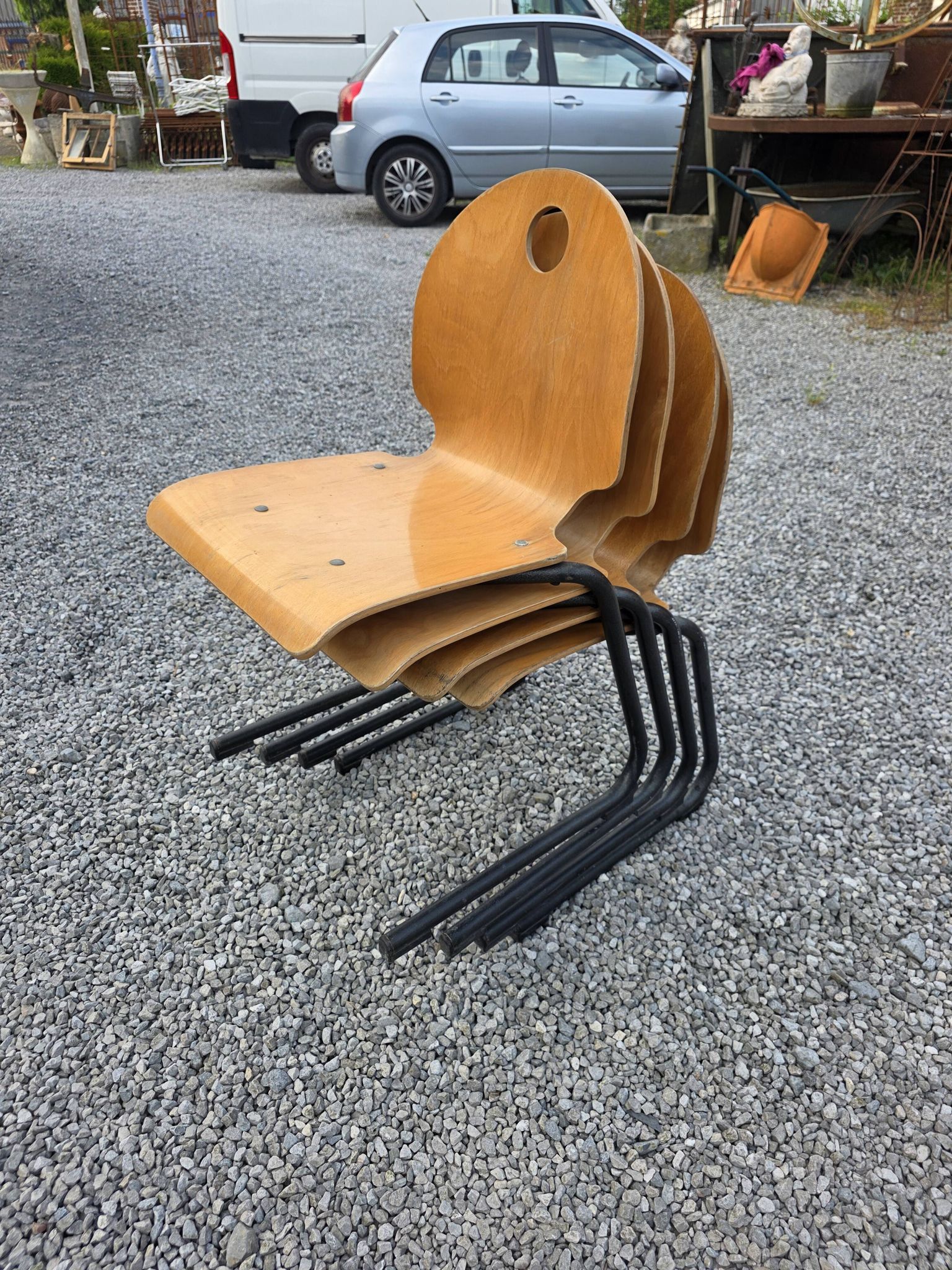 4 vintage school chairs from the 70s