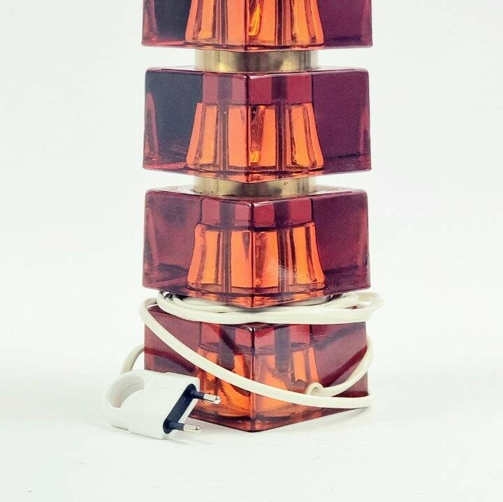 Mid-Century Scandinavian Art Glass & Brass Table Lamp by C.Fagerlund, 1960s