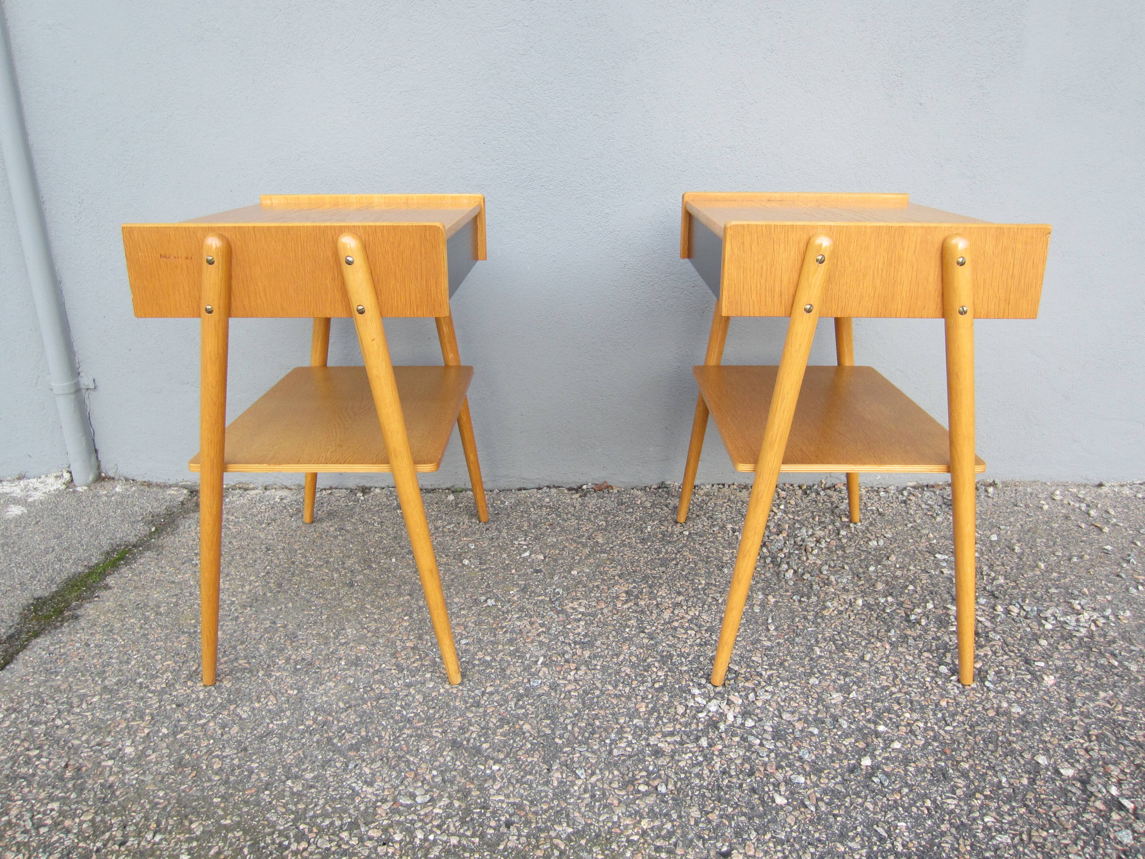 Pair of Scandinavian bedside tables by ab carlström & co möbelfabrik