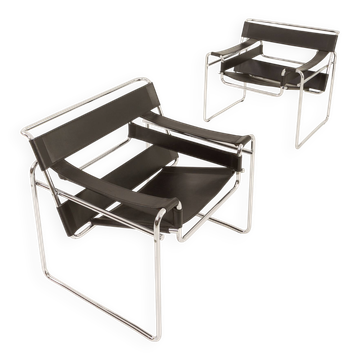 Pair of vintage Italian Wassily chairs by Gavina, 1960s.
