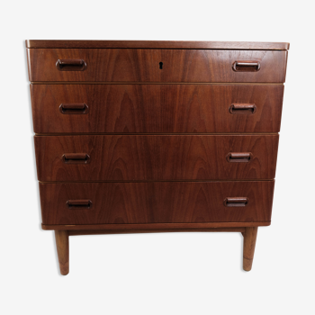 Commode en teck à quatre tiroirs, de design danois, années 1960