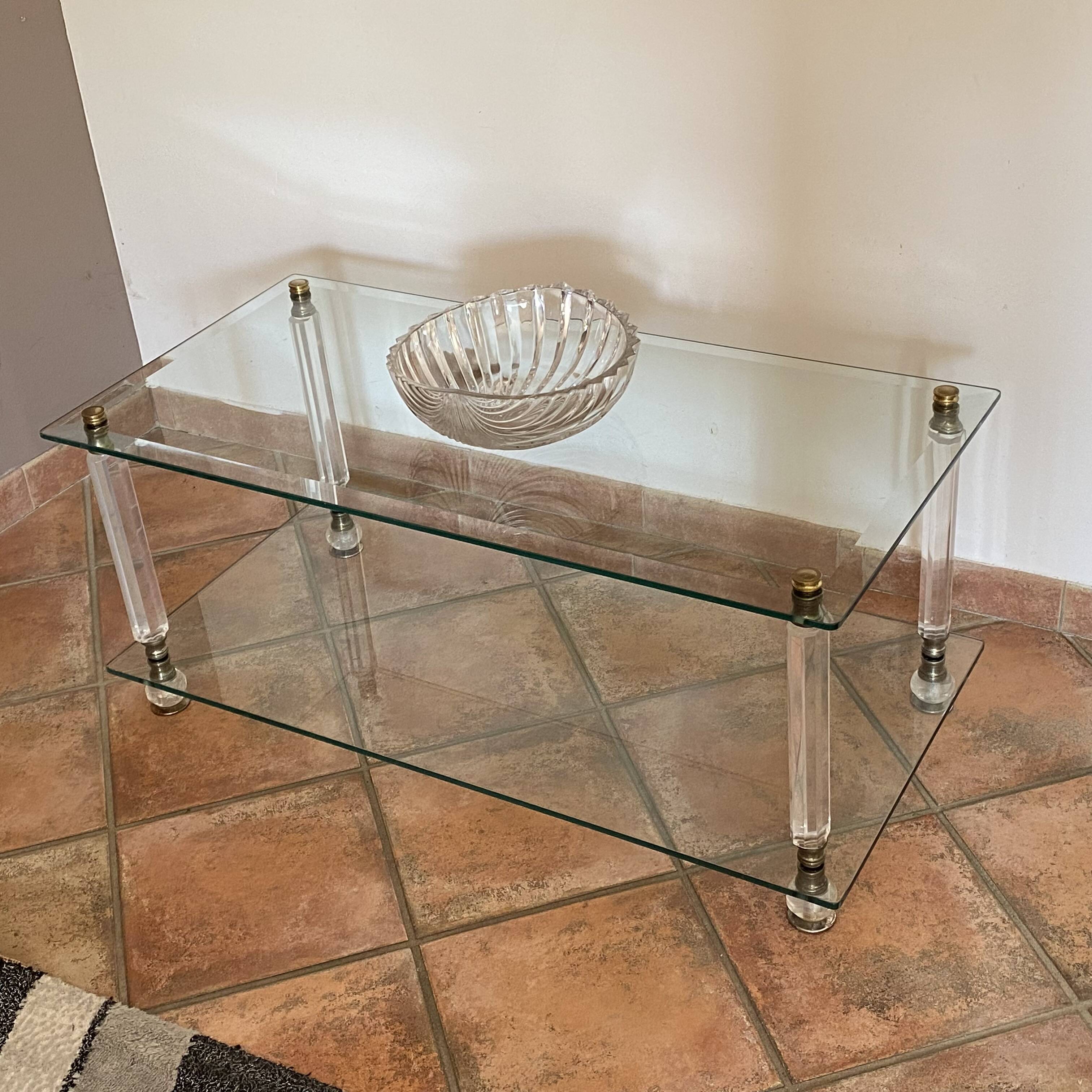 Roche Bobois coffee table. 1970. Lucite and glass.