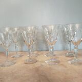 set of 8 wine or water glasses in cut glass