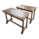 Set of two bistro tables in walnut and tiling from 1890.