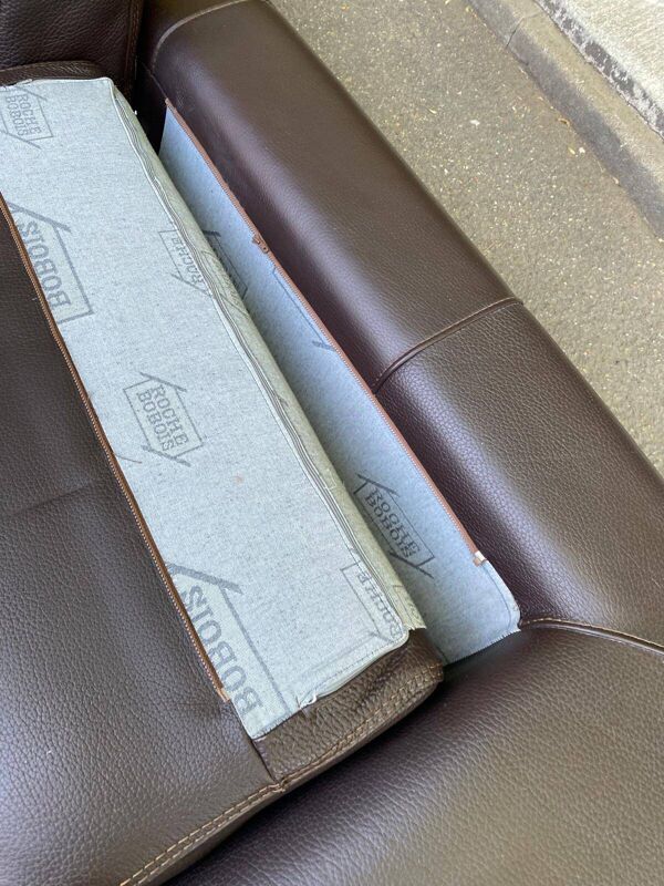 Canapé 3 places de luxe en cuir marron chocolat Roche bobois 235cm