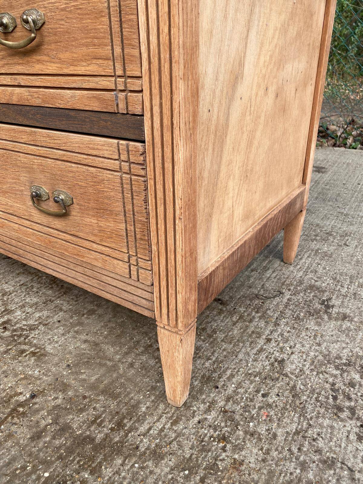 Commode style empire rénovée en chêne brut 4 tiroirs