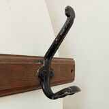 Vintage solid wood and metal wall coat rack