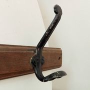 Vintage solid wood and metal wall coat rack