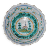 Nevers earthenware dish decorated with a Chinese pagoda, 18th century
