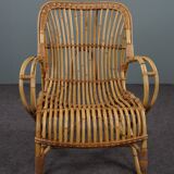 Rattan armchair with armrests 1950