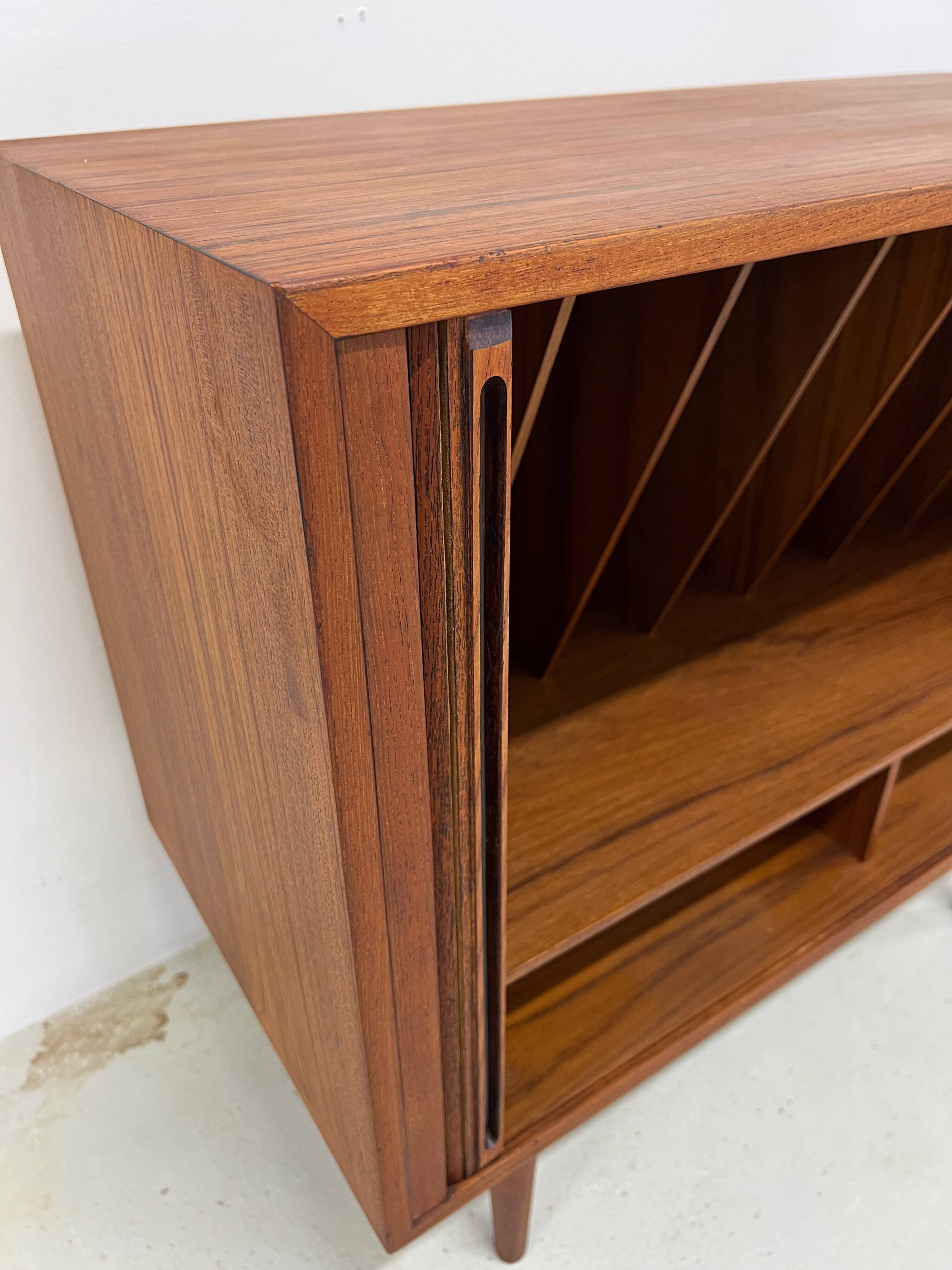 Kai Kristiansen Teak Tambour Door LP Record Cabinet, 1960s.