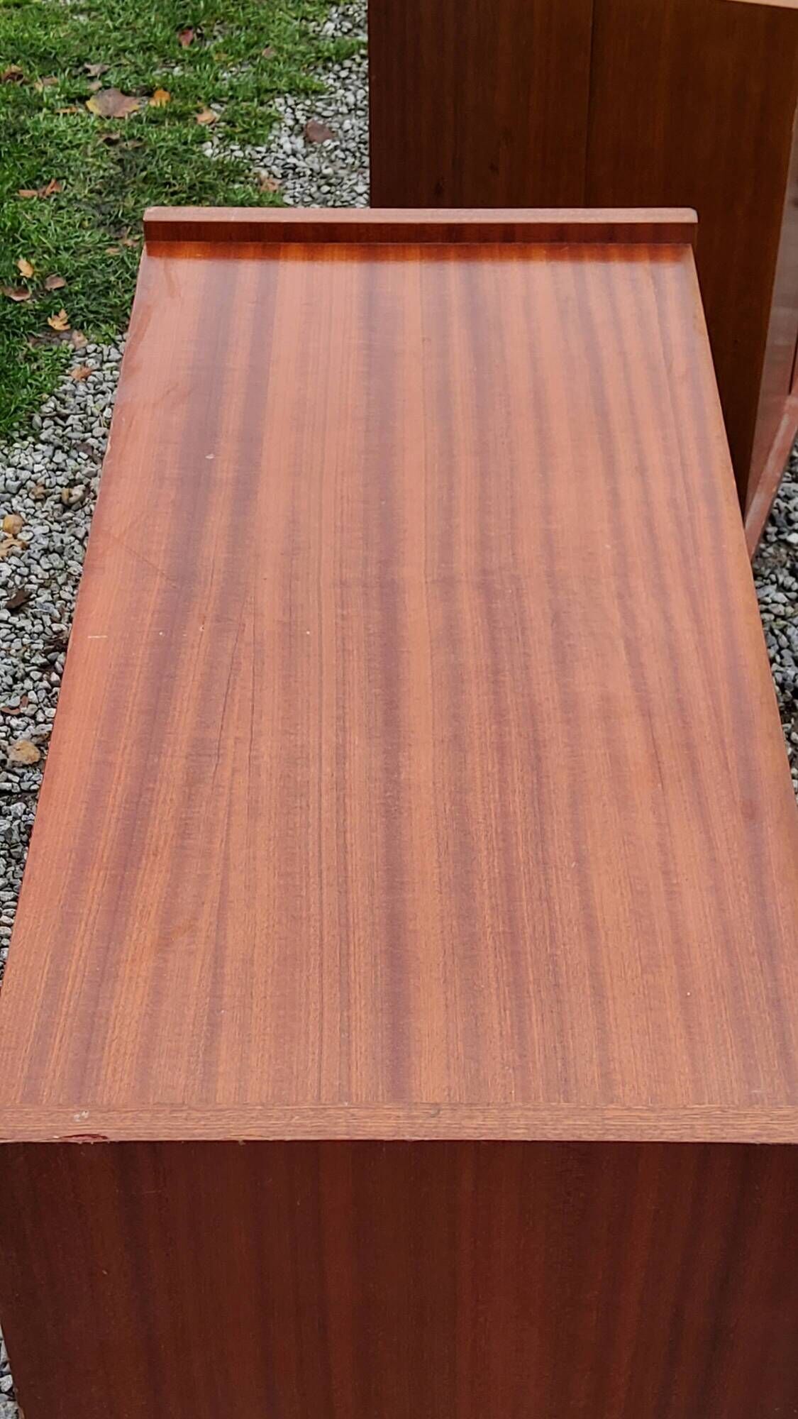 Pair of vintage mahogany sideboards with square metal legs from the 60s