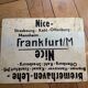 Vintage SNCF painted metal plate double, back / line:Ventimiglia / Frankfurt