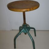 Wooden and metal industrial screw stool