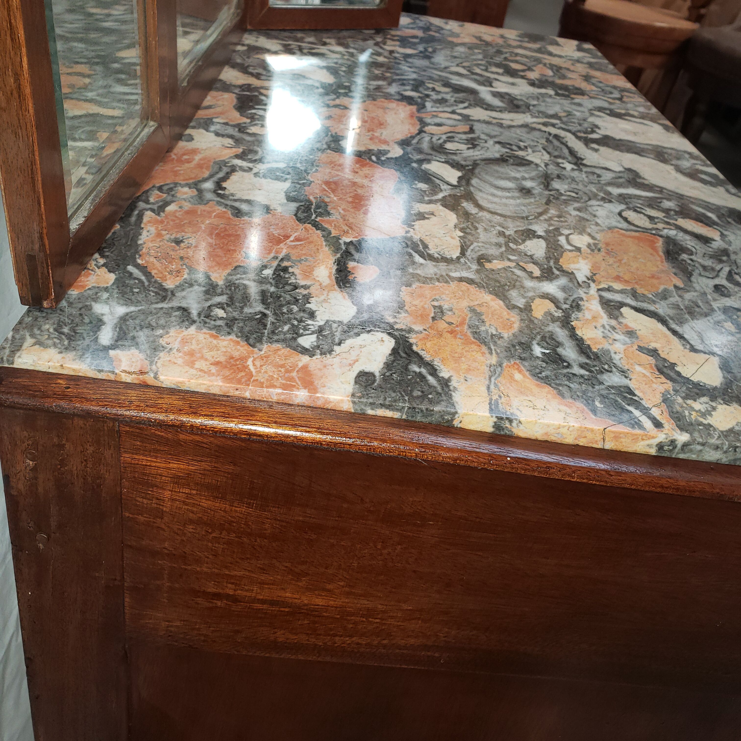 Dressing table art deco in mahogany mirror triptych