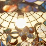 20th-Century Hanging Lamp with Multicolored Shade in the style of Tiffany, 1940s