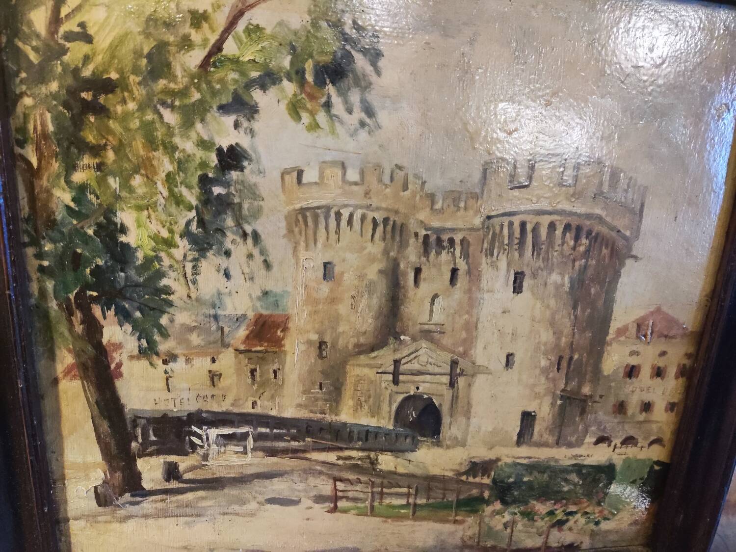 Oil painting on panel Castle