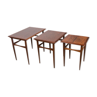 3 danish nesting tables built-in in rio rosewood by Kai Kristiansen 1960