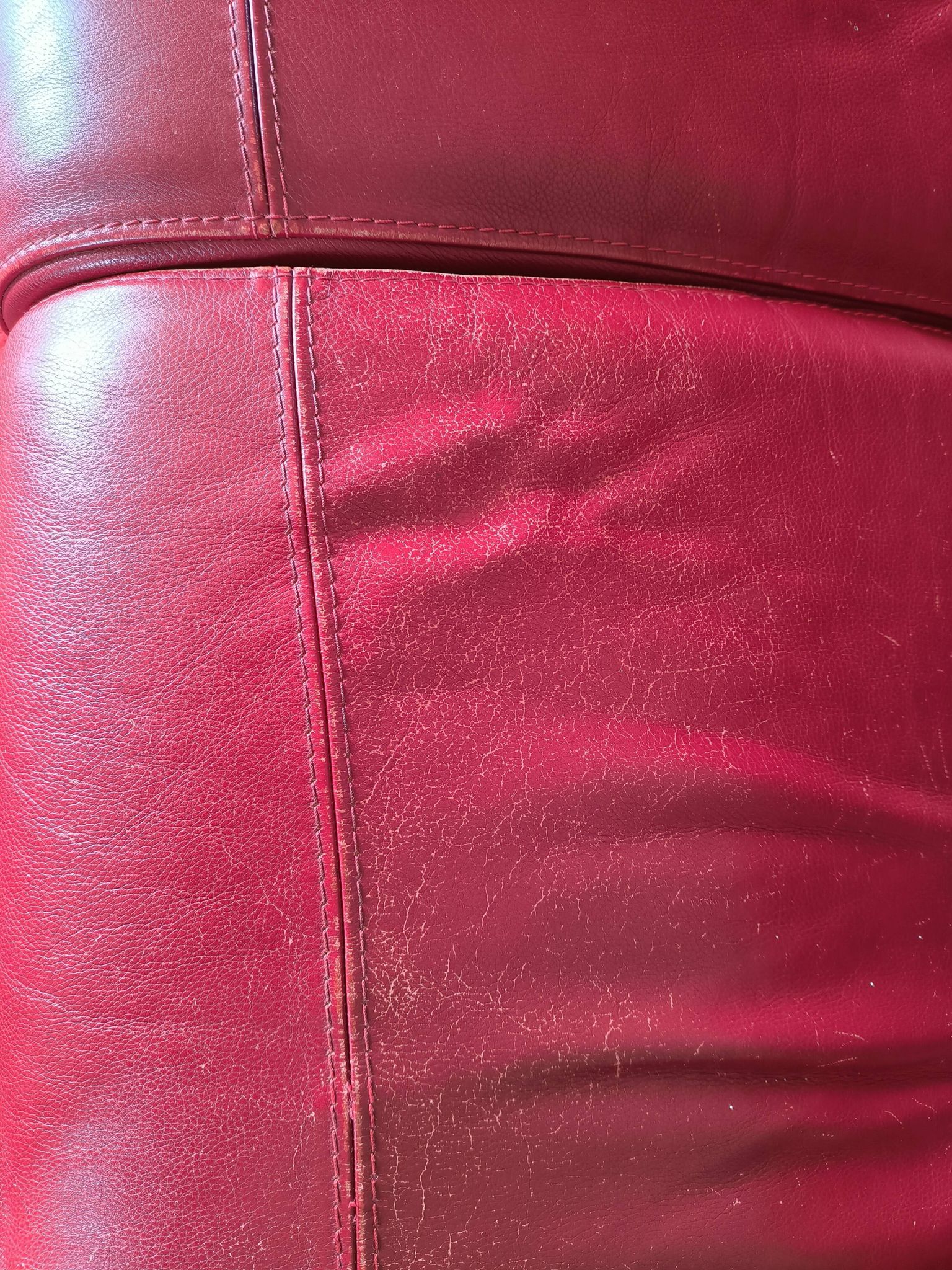 2-seater sofa & pouffe, Steiner Faubourg red leather