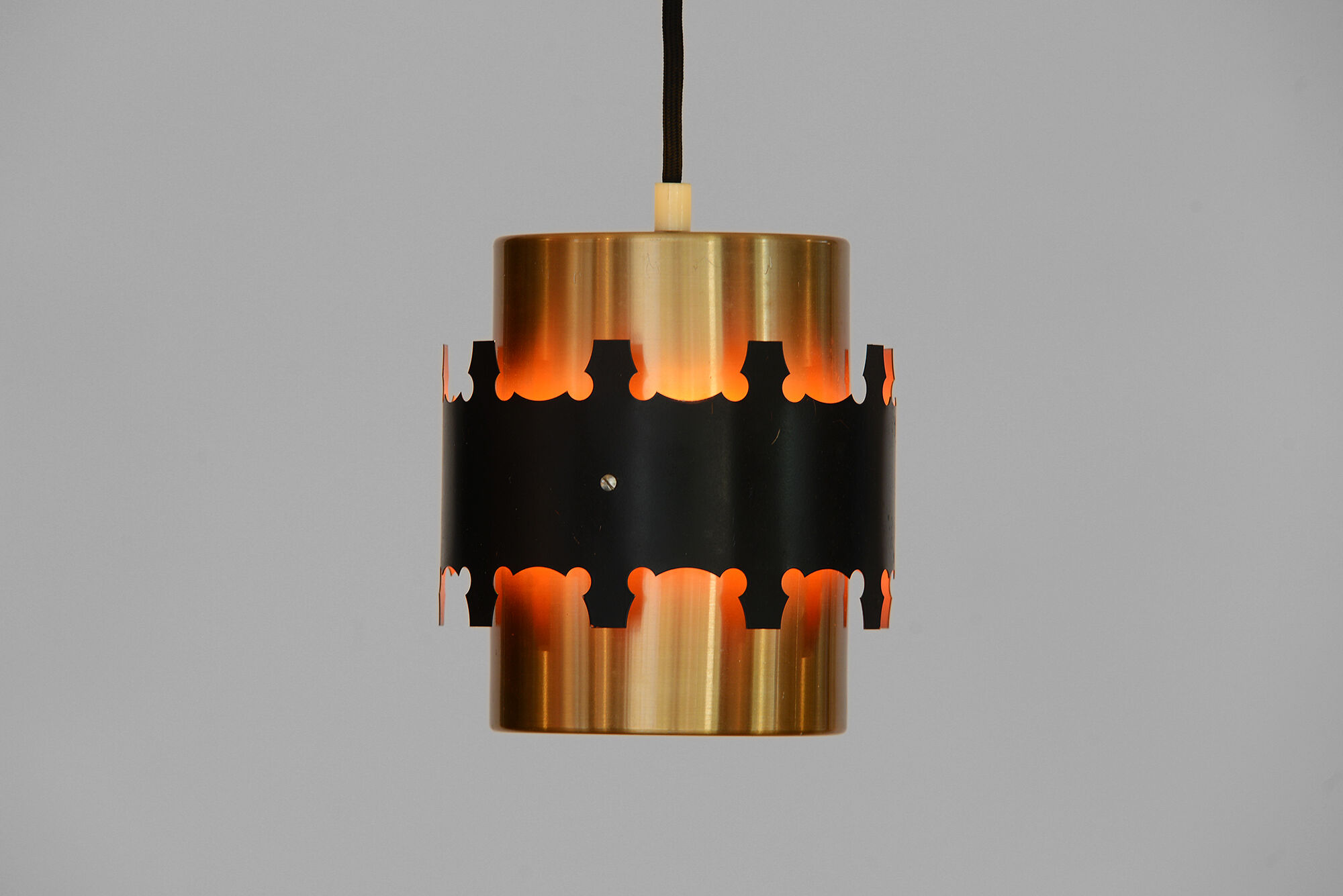 Copper colored aluminum pendant light by Coronell Electro, Denmark 1960