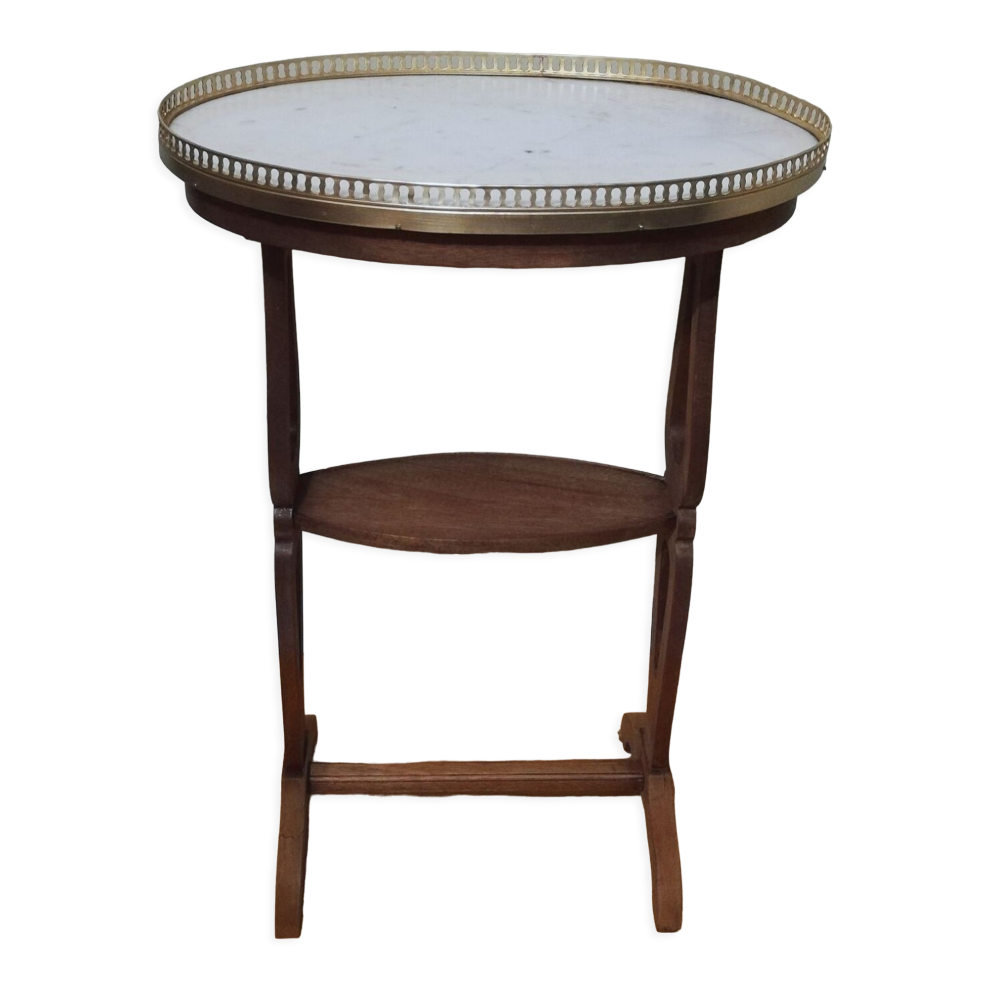 Saddle pedestal table with marble top in Louis XV style