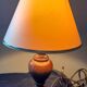 Small table lamp foot turned wood, unbleached lampshade - vintage