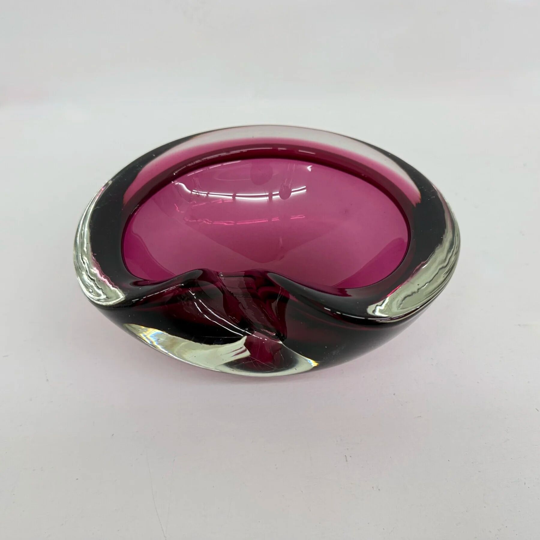 Set of 3 Murano Sommerso pink glass bowls, 1970s