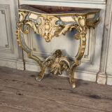 Louis XV style console in polychrome wood, circa 1880