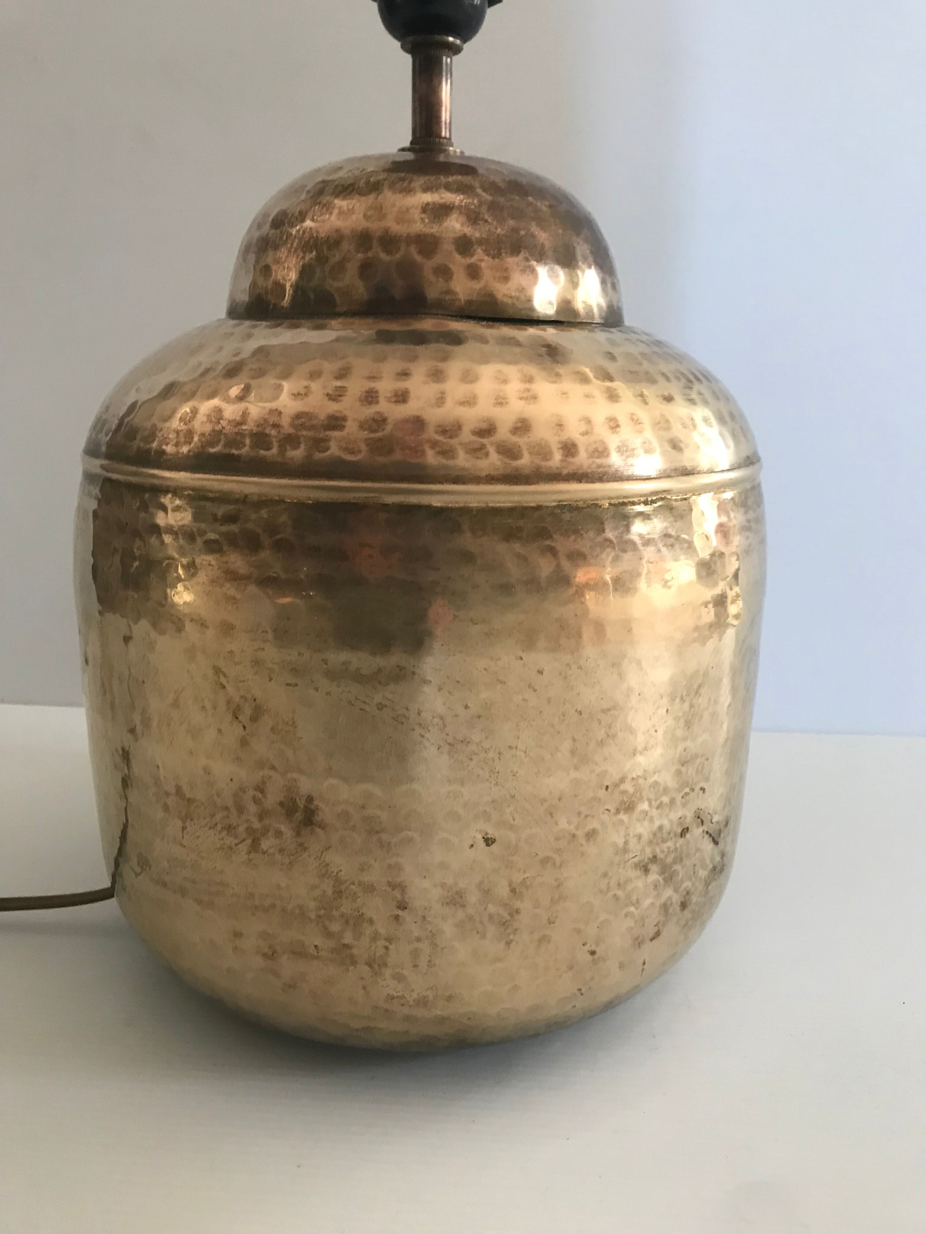 Vintage hammered brass lamp