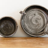 Duo of terracotta ramekins "hen" signed