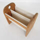 Scandinavian modern Pinewood and linnen magazine stand, Denmark 1970's