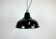Industrial black enamel factory lamp with iron top, 1960s