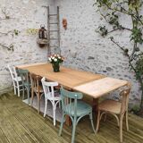 Table de ferme en chêne estampillée R Trotel