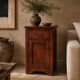 Rustic Walnut Bedside Cabinet, 1980s