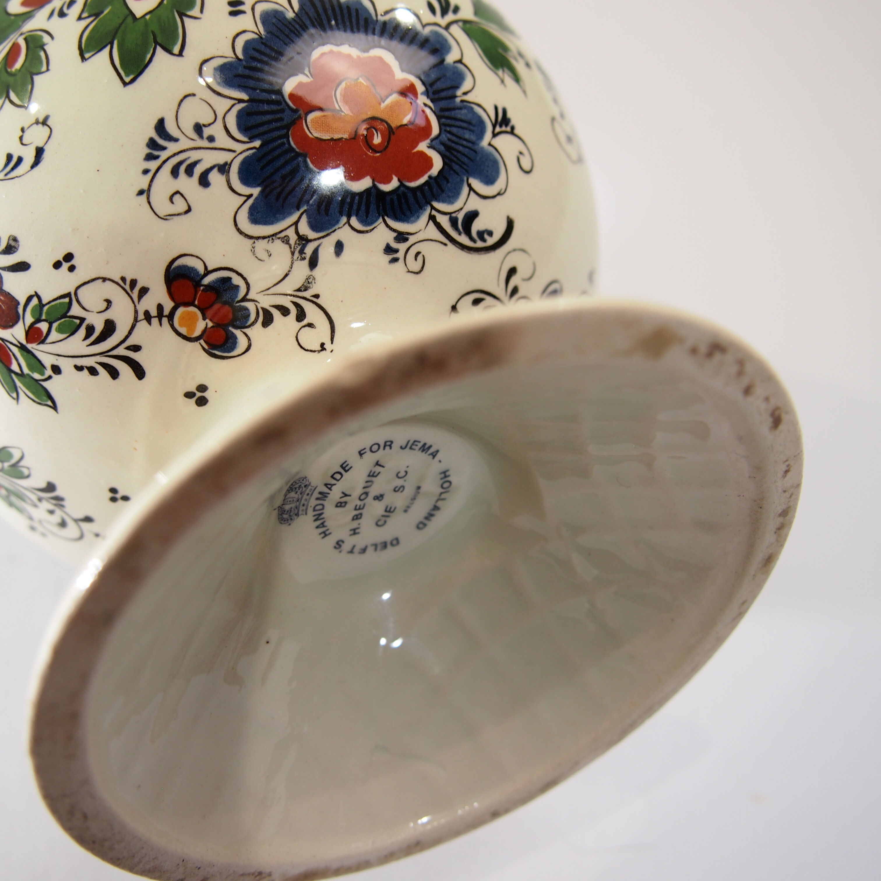 Delft porcelain pitcher, signed H Bequet for jema