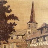 Service tray in marquetry