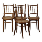 Lot de 4 belles chaises de bistrot au design vintage et atmosphérique