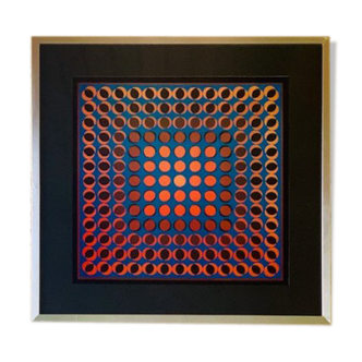 Vintage, Victor Vasarely Op Art print circa 70's