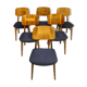 Set de six chaises design année 60 ,70 bois latté traditionnel