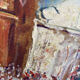 Oil on wood, “village festival”, Italy, 1960s