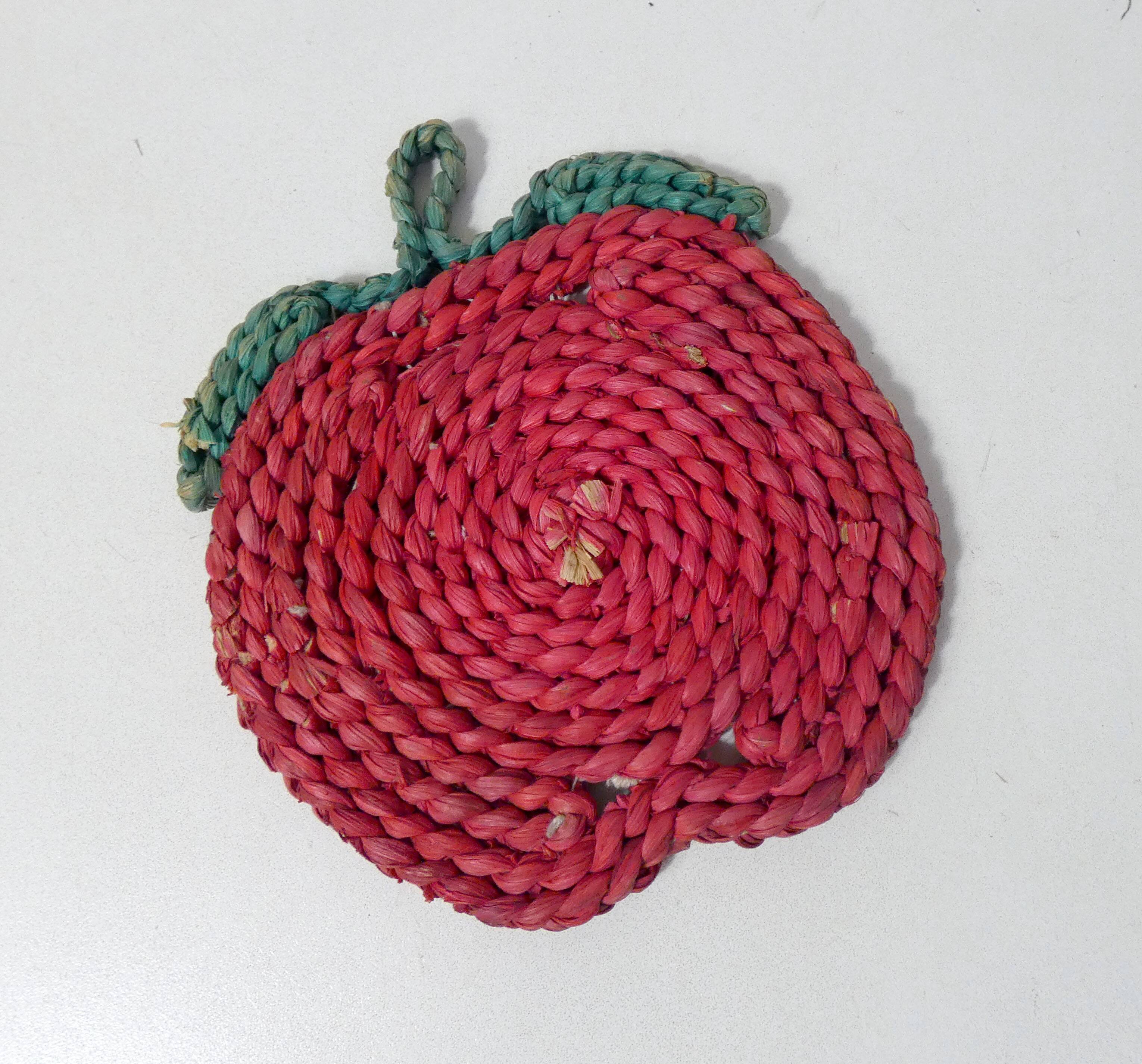 Vintage Rattan Apple Trivet