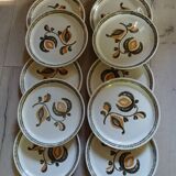 10 antique stoneware dinner plates