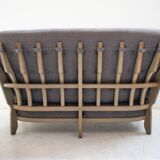 Solid oak sofa Guillerme and Chambron