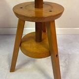 Adjustable and swivel wooden stool