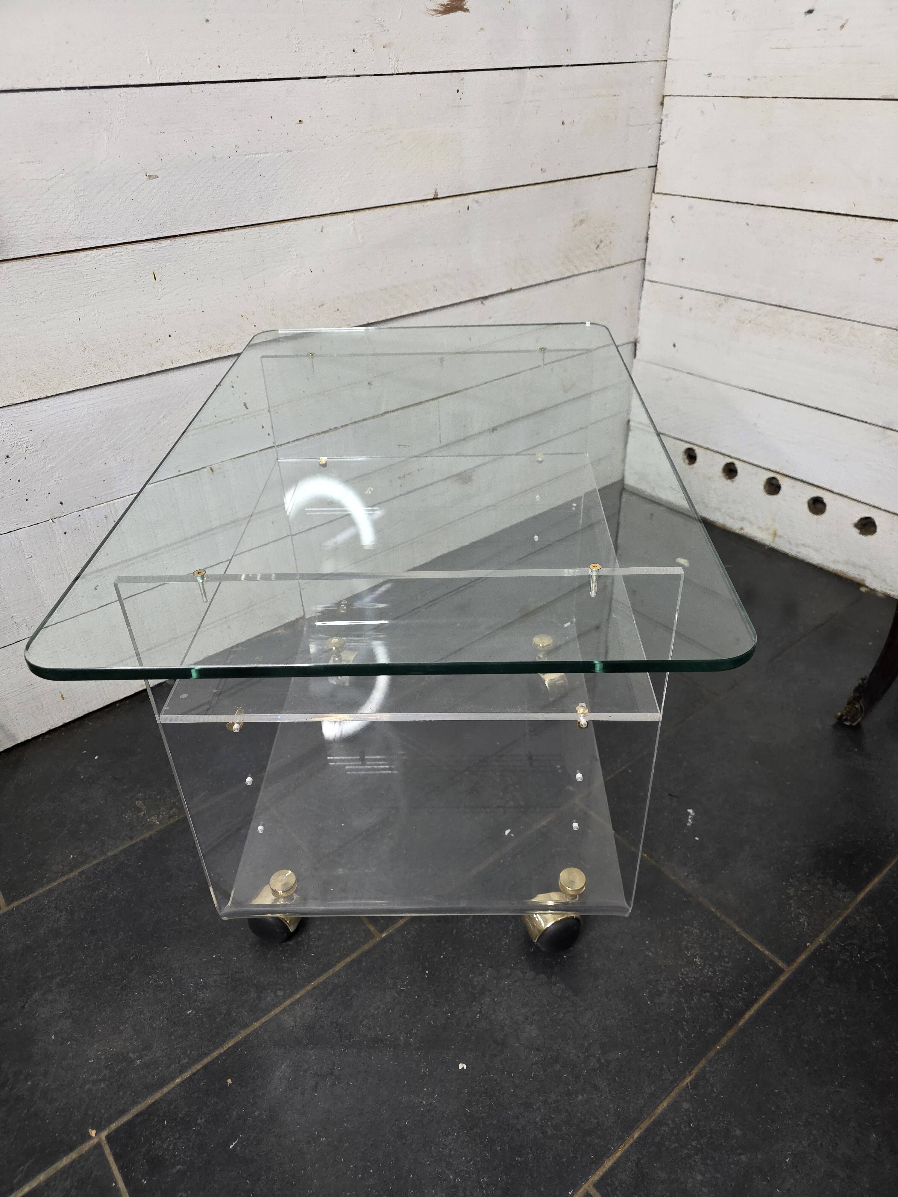 Vintage Plexiglas and Glass Coffee Table by David Lange 1970s