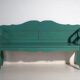 Banc ancien peint vert en bois de pin – Europe centrale, vers 1910
